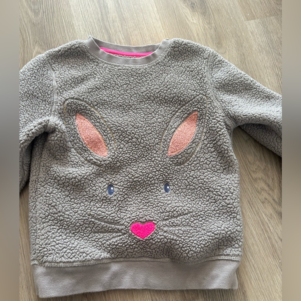 Mini Boden Size 7-8 fuzzy bunny sweat shirt.